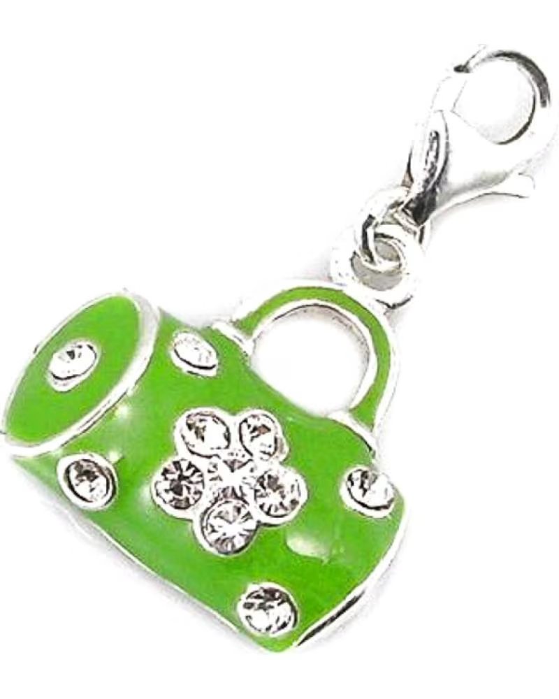 MINOPLATA ABALORIO CHARM DISEÑO BOLSO VERDE CON CIRCONITAS