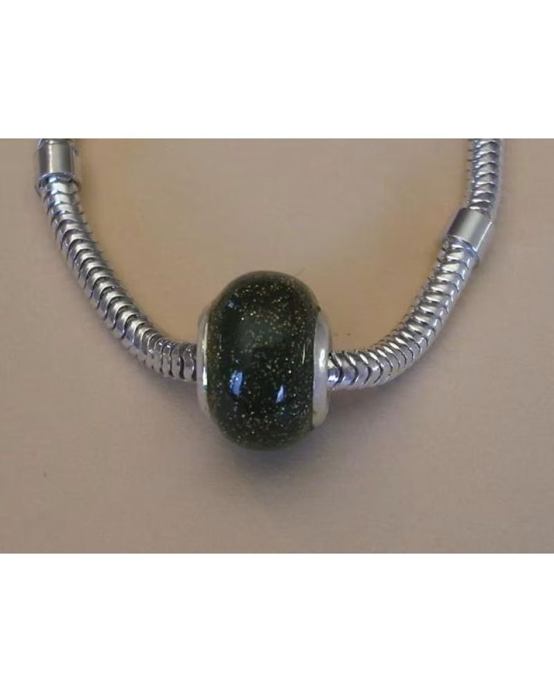 MINOPLATA ENTREMPIEZA DE PLATA Y ESMALTE VERDE OLIVA