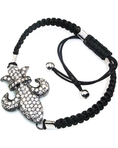 MINOPLATA PULSERA FLOR DE LYS EN PLATA Y ALGODÓN CON CIRCONITAS