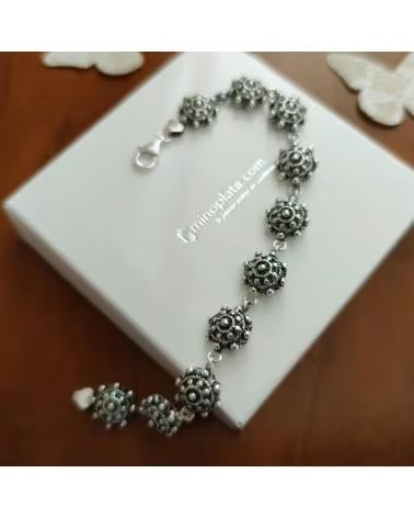 MINOPLATA PULSERA DE PLATA CHARRO CON MOSQUETÓN