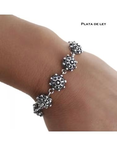 MINOPLATA PULSERA DE PLATA CHARRO CON MOSQUETÓN