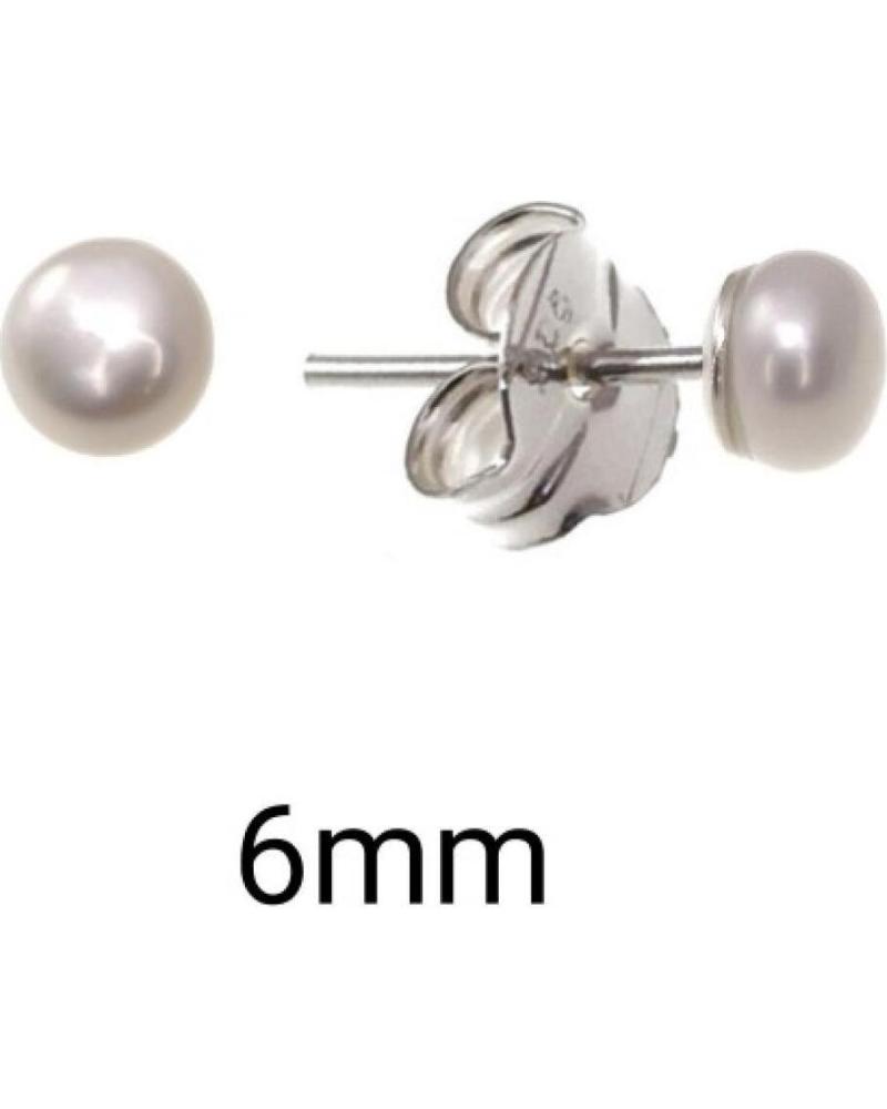 MINOPLATA PENDIENTES DE PLATA DE LEY CON PERLA BOTÓN 6 MM