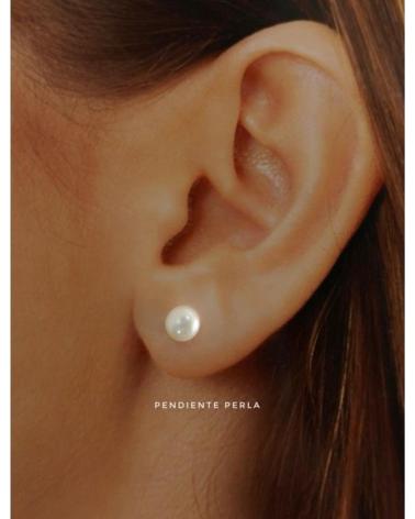 MINOPLATA PENDIENTES DE PLATA DE LEY CON PERLA BOTÓN 6 MM