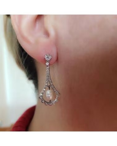 MINOPLATA PENDIENTES EN PLATA DE LEY CON PERLAS CULTIVADAS Y CIRCONITAS
