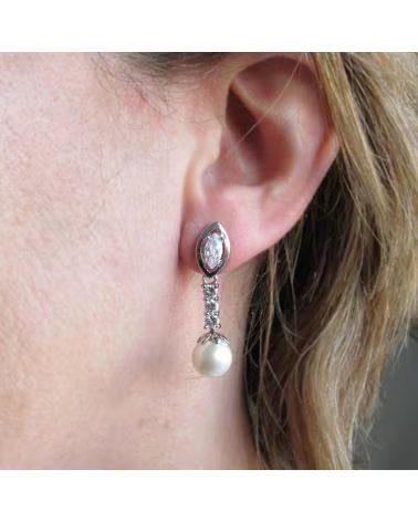 MINOPLATA PENDIENTES DE PLATA CON PERLAS Y CIRCONITAS