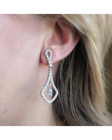 MINOPLATA PENDIENTES EN PLATA RODIADA CON CIRCONITAS BLANCAS