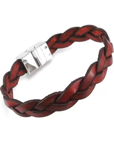 MINOPLATA PULSERA DE PIEL TRENZADA COLOR BURDEOS