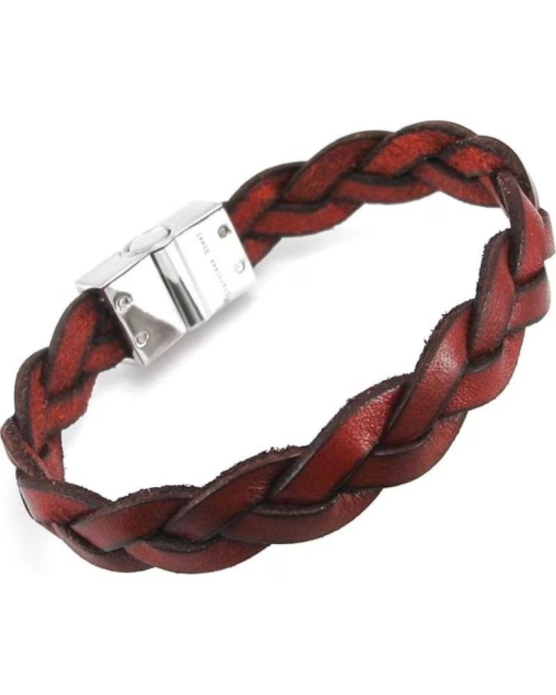 MINOPLATA PULSERA DE PIEL TRENZADA COLOR BURDEOS
