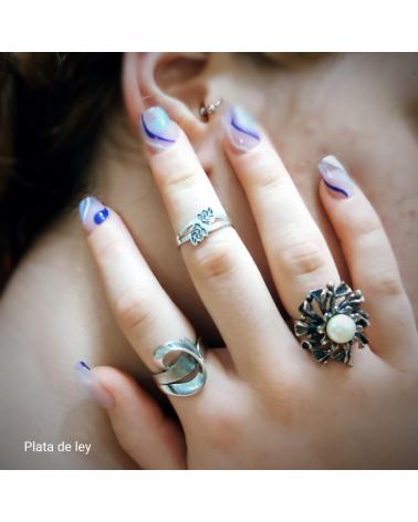 MINOPLATA ANILLO DE PLATA RODIADA CON ACABADO BRILLO Y SATINADO