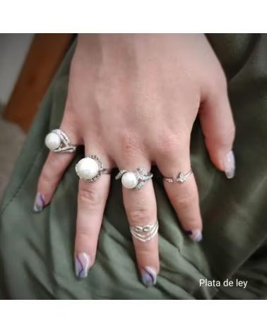MINOPLATA ANELLO ORLA CON MARCASITI E PERLA IN ARGENTO STERLING
