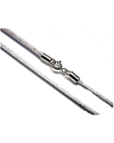 MINOPLATA CORDÓN DE SEDA GRIS CON CIERRE EN PLATA DE LEY 925 DE 40 CM
