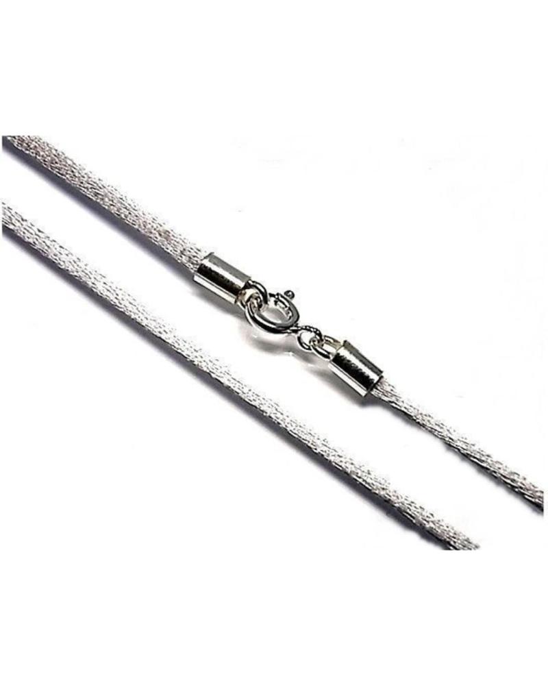 MINOPLATA CORDÓN DE SEDA GRIS CON CIERRE EN PLATA DE LEY 925 DE 40 CM