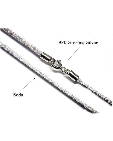 MINOPLATA CORDÓN DE SEDA GRIS CON CIERRE EN PLATA DE LEY 925 DE 40 CM