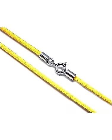 MINOPLATA CORDON DE SEDA AMARILLO CON CIERRE DE PLATA DE LEY 40 CM
