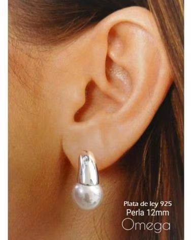 MINOPLATA PENDIENTES CON PERLAS BLANCAS DE 12 MM Y PLATA DE LEY