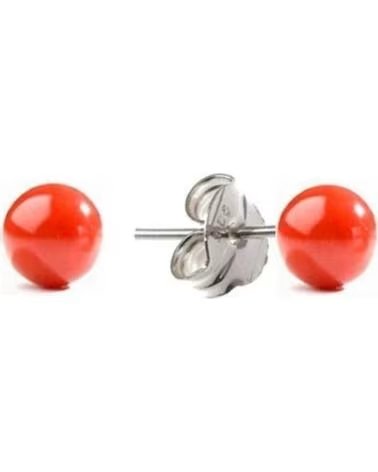 MINOPLATA PENDIENTES EN PLATA DE LEY CON BOLITA CORAL 5 MM