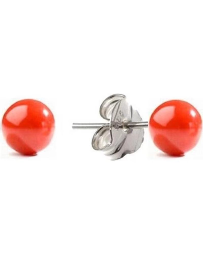 MINOPLATA PENDIENTES EN PLATA DE LEY CON BOLITA CORAL 5 MM