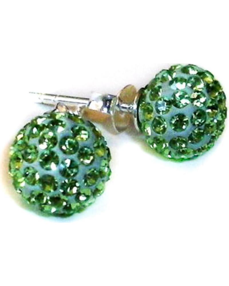 MINOPLATA PENDIENTES BOLITA 8 MM CON CRISTALES VERDES Y PLATA DE LEY