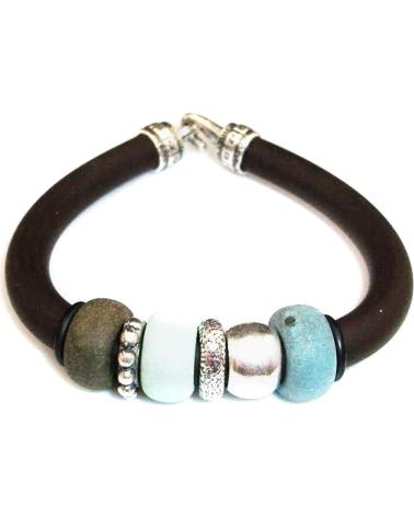 MINOPLATA PULSERA DE CAUCHO CON DETALLES EN PLATA Y RESINA
