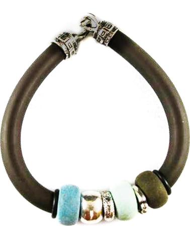 MINOPLATA PULSERA DE CAUCHO CON DETALLES EN PLATA Y RESINA