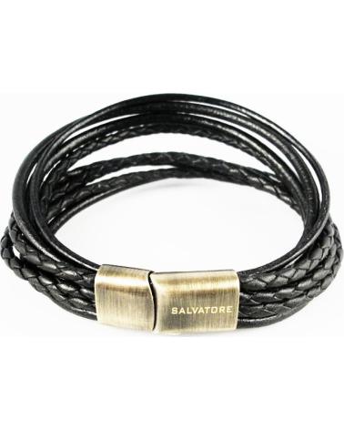MINOPLATA PULSERA EN ACERO Y PIEL NEGRA