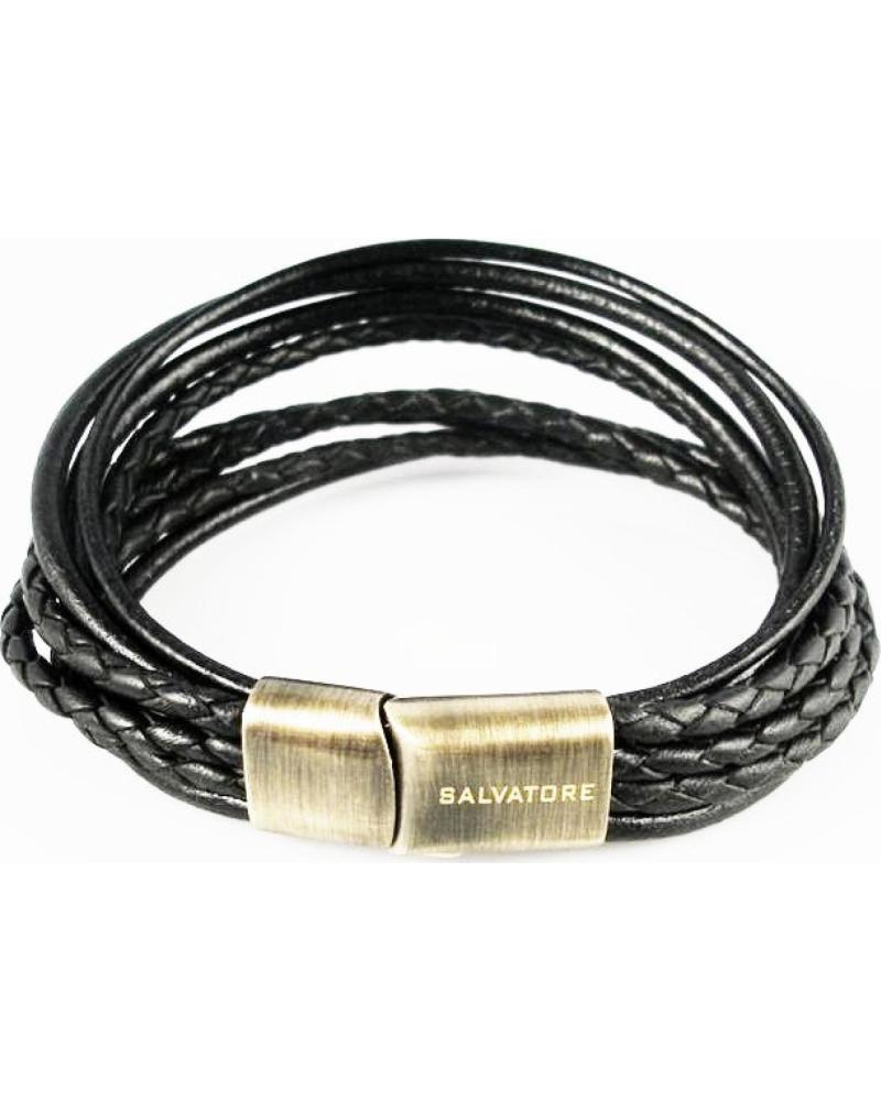 MINOPLATA PULSERA EN ACERO Y PIEL NEGRA