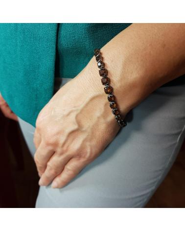 MINOPLATA PULSERA DE CIRCONITAS COFFEE EN PLATA DE LEY CON RODIO NEGRO