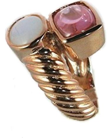 MINOPLATA SORTIJA DE PLATA ROSA CON PIEDRAS BLANCO Y
