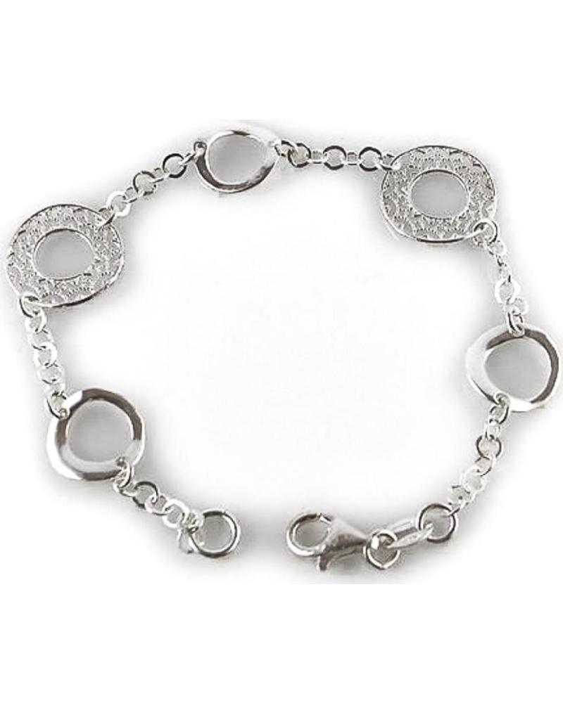 MINOPLATA PULSERA DE PLATA DE LEY CON CÍRCULOS CALADOS