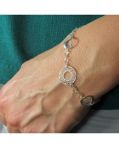 MINOPLATA PULSERA DE PLATA DE LEY CON CÍRCULOS CALADOS