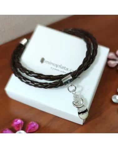 MINOPLATA BRACCIALE IN CORDA INTRECCIATA CON CHARM IN ARGENTO STERLING