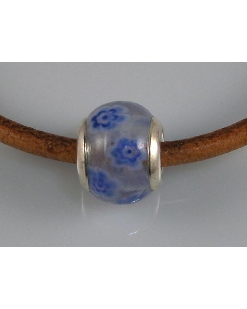 MINOPLATA ENTREPIEZA MURANO TRANSPARENTE CON FLORES AZULES