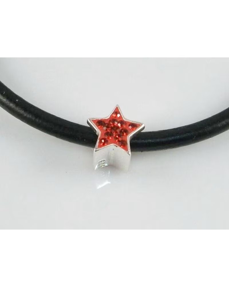 MINOPLATA ABALORIO ESTRELLA PLATA Y CRISTAL ROJO