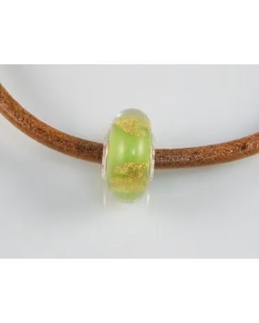 MINOPLATA ABALORIO EN CRISTAL DE MURANO VERDE Y ORO CON PLATA DE LEY