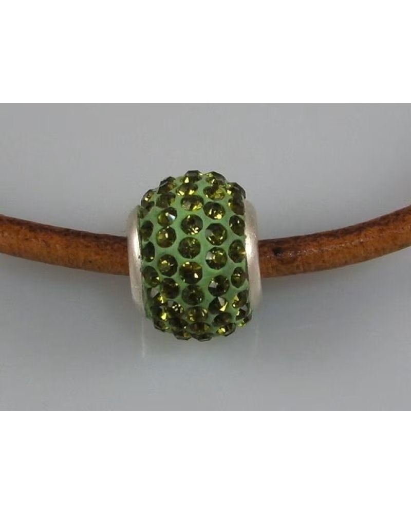 MINOPLATA ENTREPIEZA VERDE PERIDOT 5 CRISTAL Y PLATA DE LEY