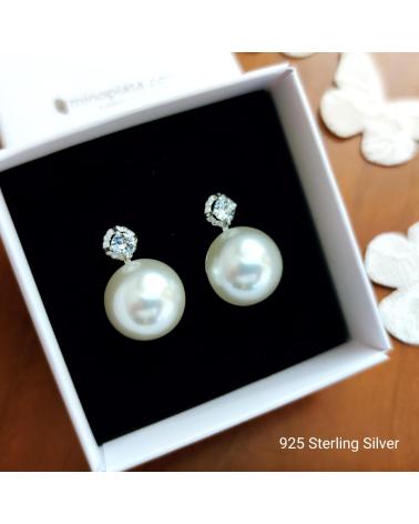 MINOPLATA PENDIENTES DE PERLAS JAPONESAS EN PLATA DE LEY 16 MM