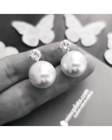 MINOPLATA PENDIENTES DE PERLAS JAPONESAS EN PLATA DE LEY 16 MM