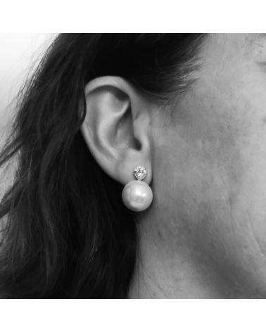 MINOPLATA PENDIENTES DE PERLAS JAPONESAS EN PLATA DE LEY 16 MM