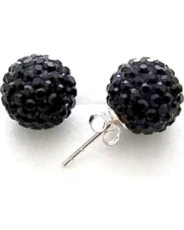 MINOPLATA PENDIENTES DE PLATA CON CRISTAL NEGRO 12 MM