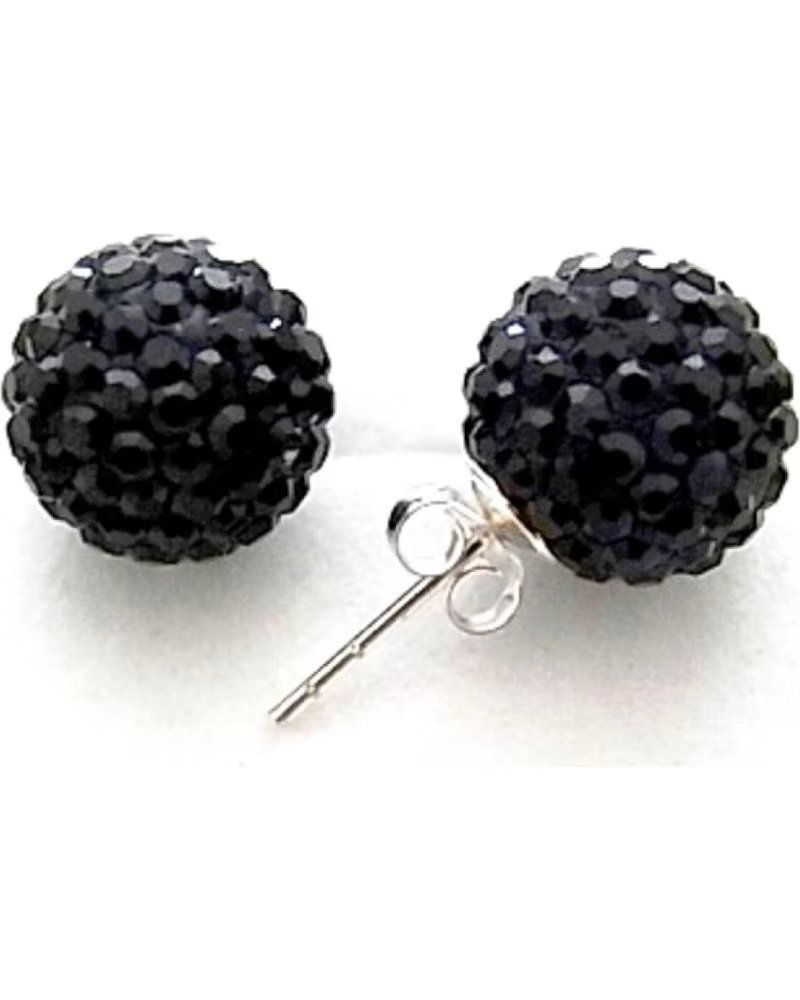 MINOPLATA PENDIENTES DE PLATA CON CRISTAL NEGRO 12 MM