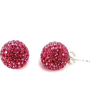 MINOPLATA PENDIENTES DE PLATA CON CRISTAL 12 MM ROSA