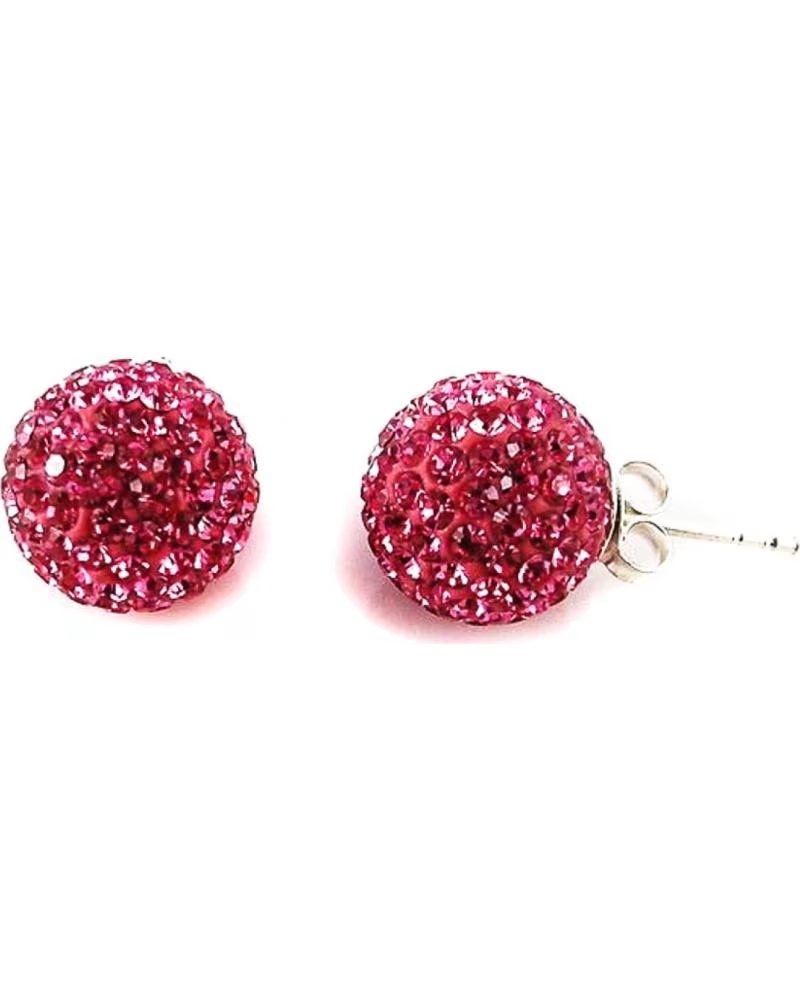 MINOPLATA PENDIENTES DE PLATA CON CRISTAL 12 MM ROSA