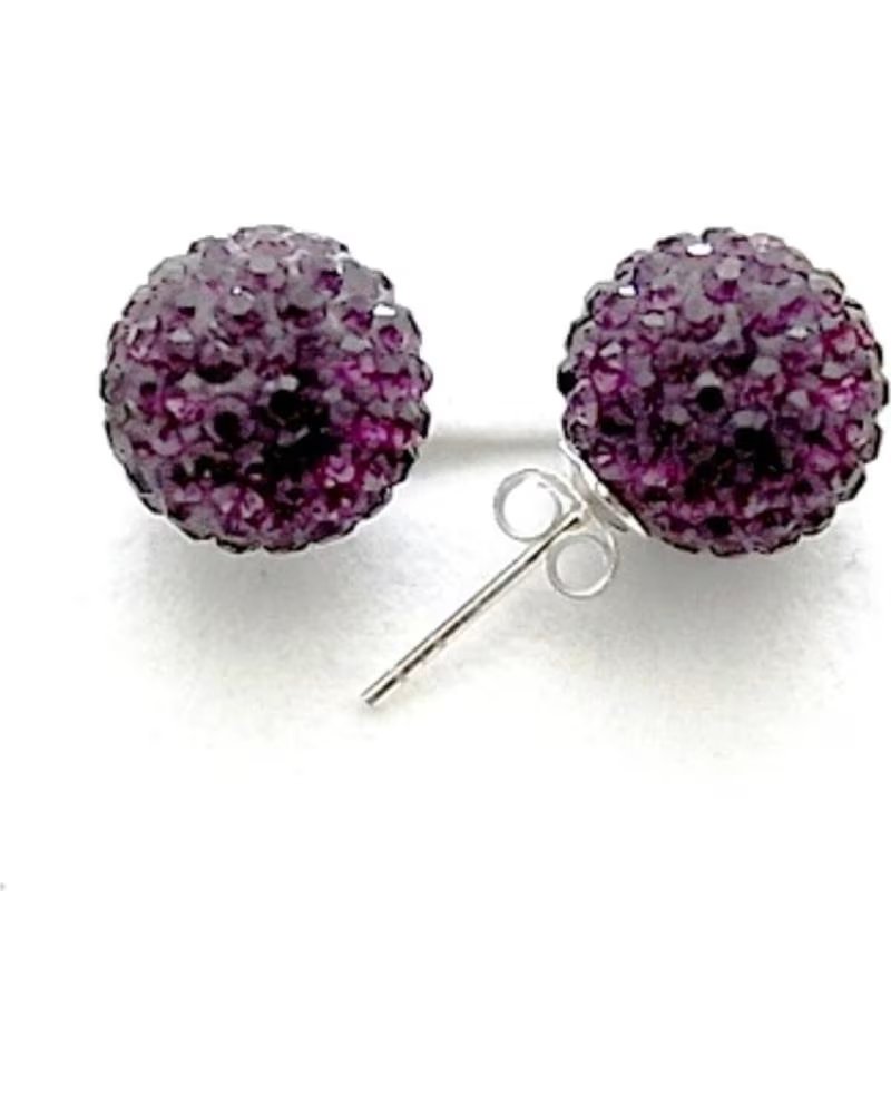 MINOPLATA PENDIENTES 12 MM DE PLATA CON CRISTAL BERENJENA