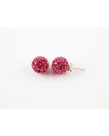 MINOPLATA PENDIENTES DE PLATA DE LEY Y CRISTAL ROSA 10 MM
