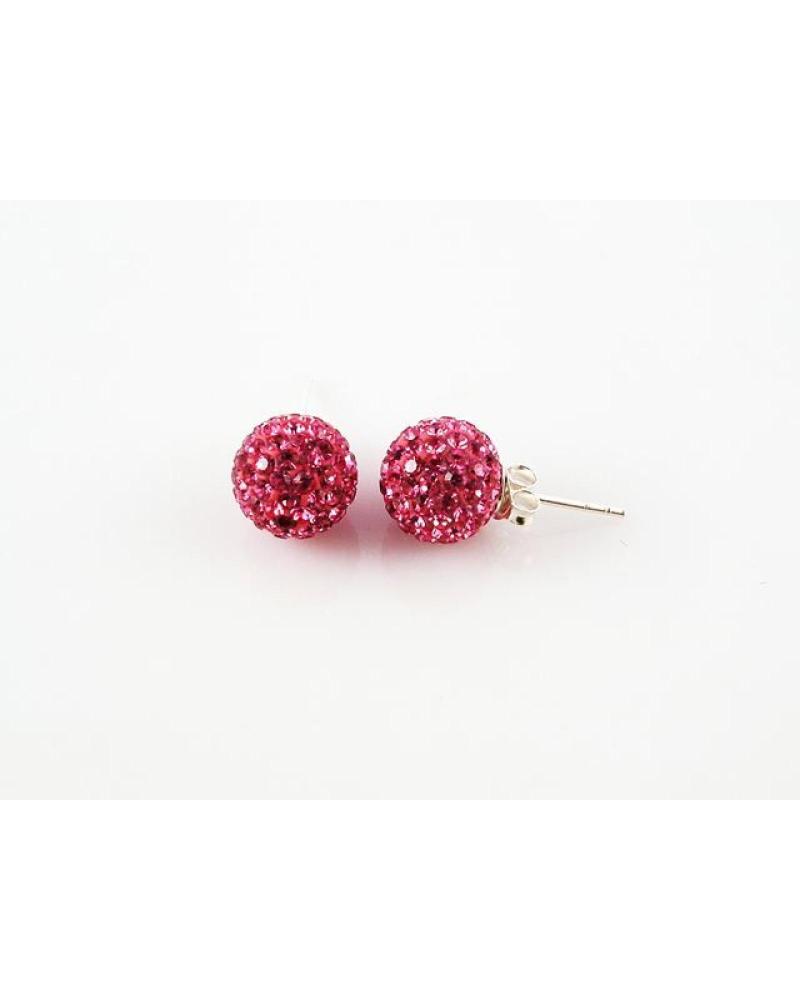 MINOPLATA PENDIENTES DE PLATA DE LEY Y CRISTAL ROSA 10 MM