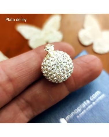 MINOPLATA LLAMADOR DE ÁNGELES DISEÑO EN PLATA CON CRISTALES BLANCOS, 16 MM