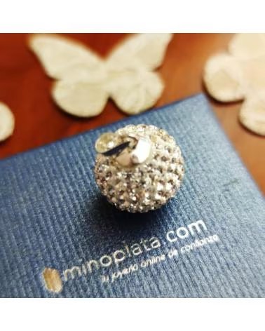 MINOPLATA LLAMADOR DE ÁNGELES DISEÑO EN PLATA CON CRISTALES BLANCOS, 16 MM