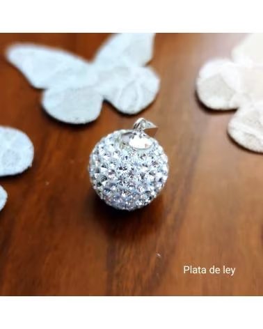 MINOPLATA LLAMADOR DE ÁNGELES DISEÑO EN PLATA CON CRISTALES BLANCOS, 16 MM