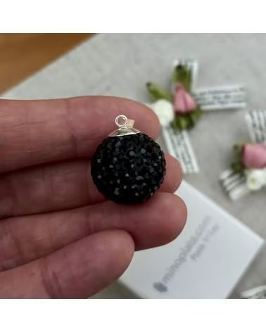 MINOPLATA RICHIAMO DEGLI ANGELI IN ARGENTO E CRISTALLO NERO 18 MM