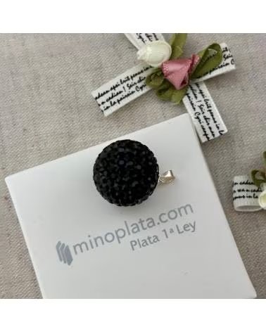 MINOPLATA RICHIAMO DEGLI ANGELI IN ARGENTO E CRISTALLO NERO 18 MM